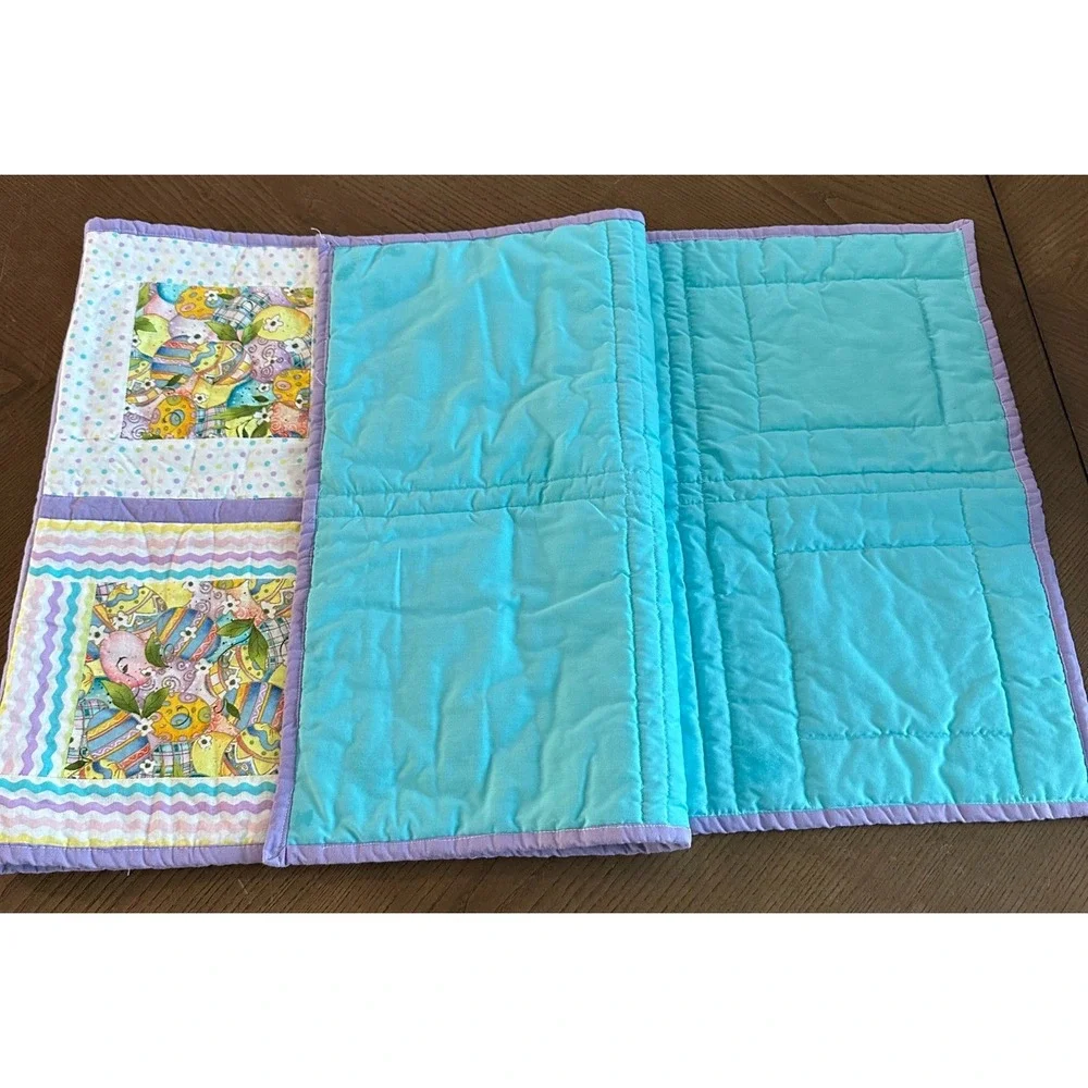 Handmade Quilted Table Runner Easter Eggs Spring Easter Patchwork 18'' x 56''‎